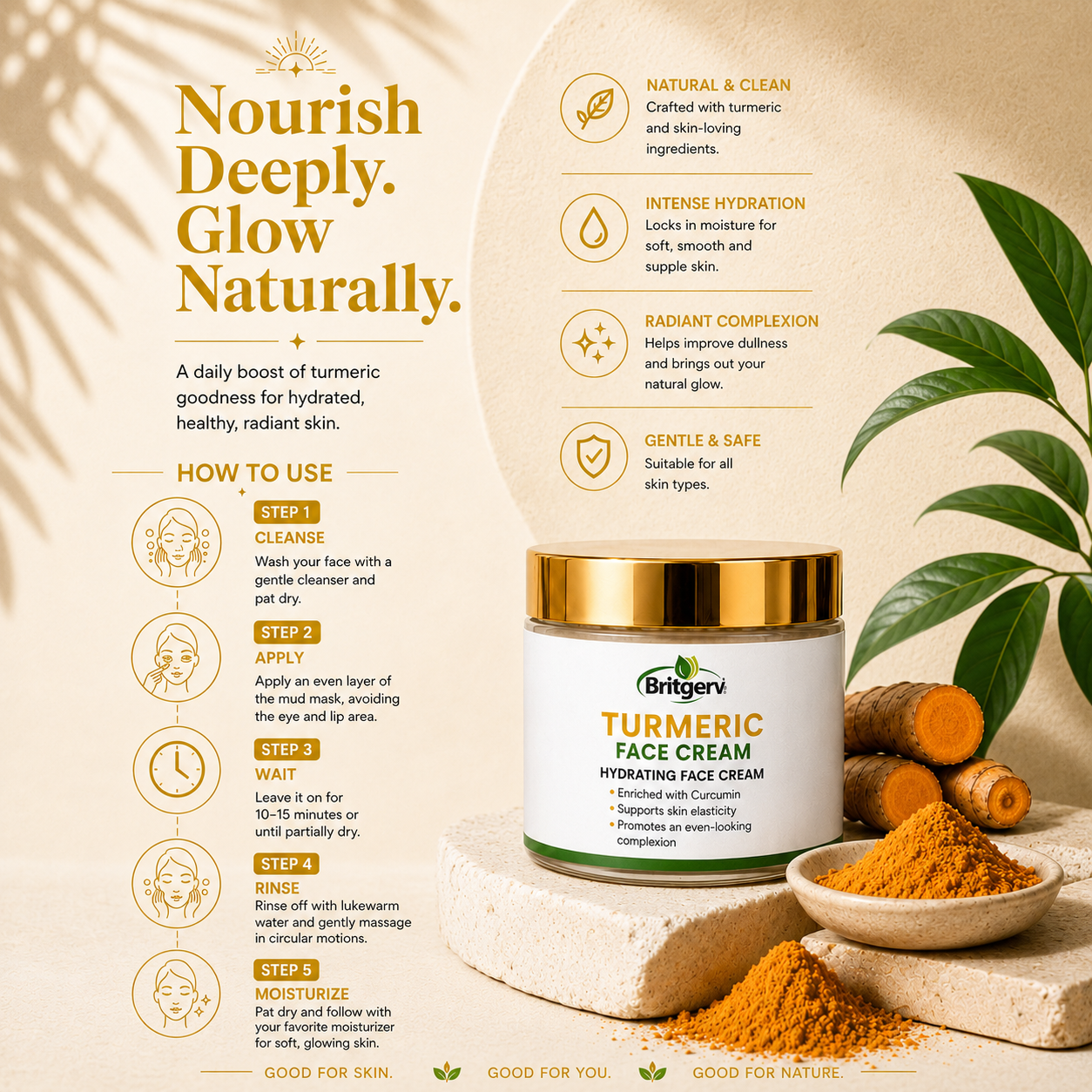 Turmeric Hydrating Face Cream – Brightening Moisturizer