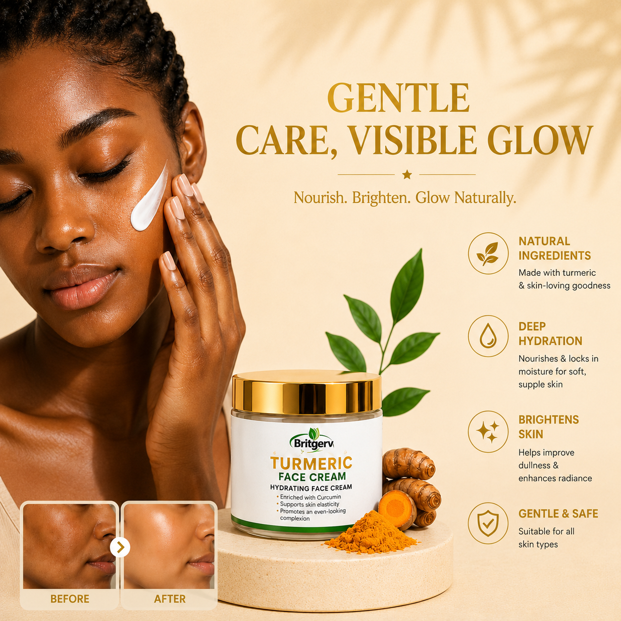 Turmeric Hydrating Face Cream – Brightening Moisturizer