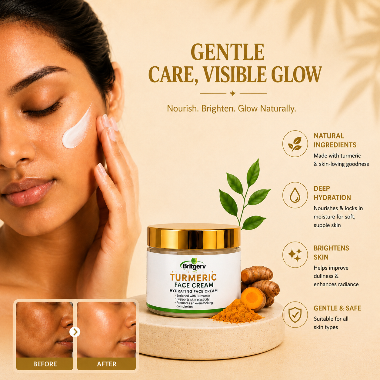 Turmeric Hydrating Face Cream – Brightening Moisturizer